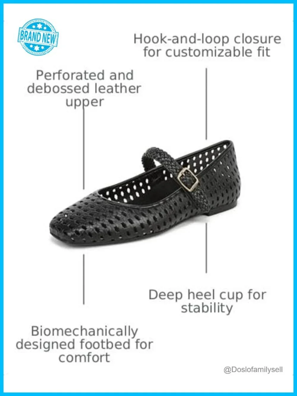 Vionic Alameda Woven Mary Jane Flat Square Toe Hook & Loop Arch Support Casual